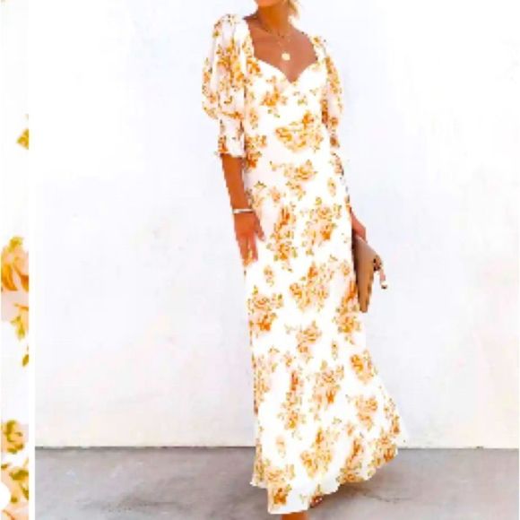 ✨NWOT✨VICI✨FLORAL PUFF SLEEVE OPEN BACK MAXI DRESS - Picture 9 of 11